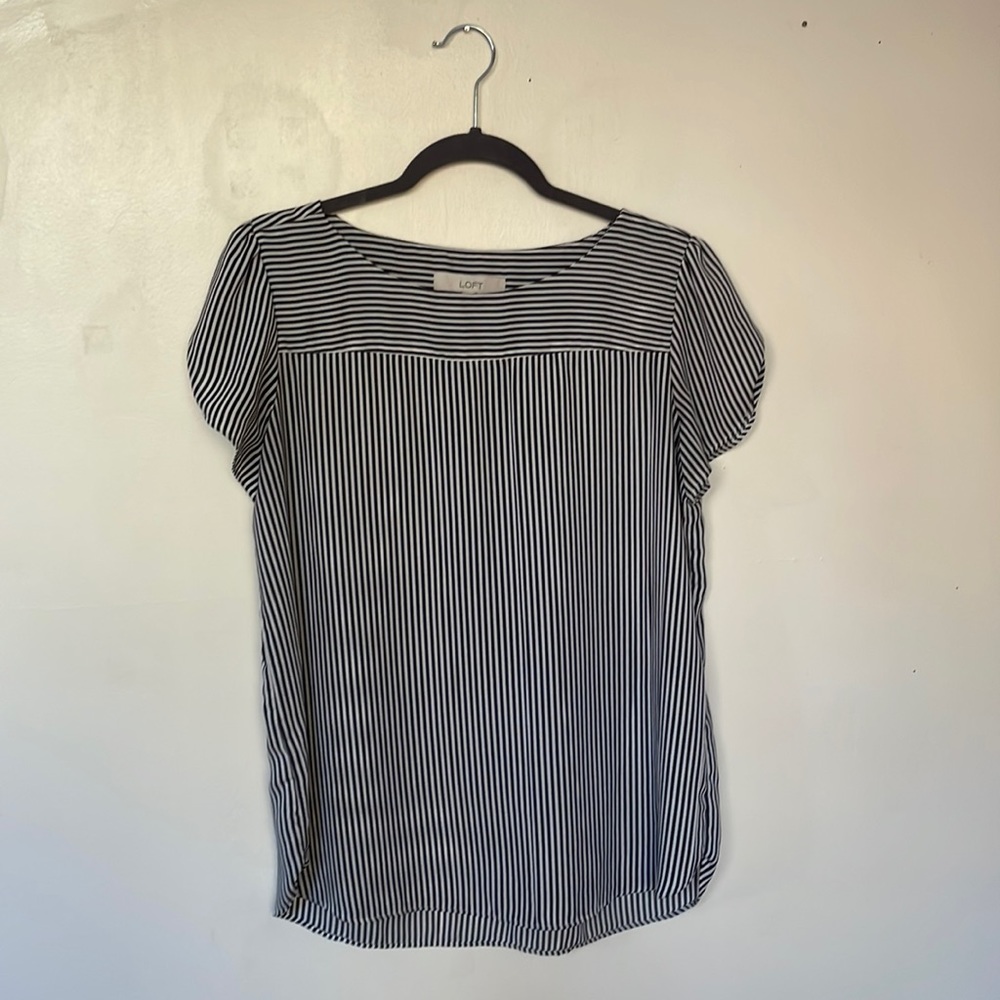 Loft navy striped blouse